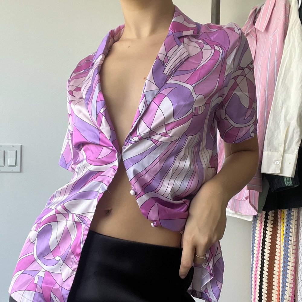 Rumours Button Down Groovy Print Shirt